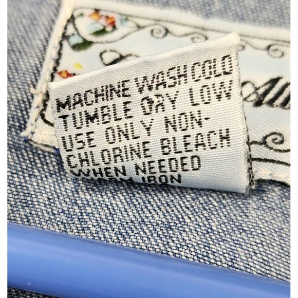 Carrie Allen Shirt Womens Large Blue Denim Floral Embroidered Casual Button Up - Picture 10 of 10